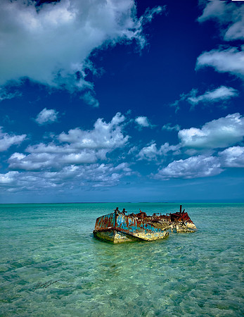 Crashed Boat in Bahamas Shallows